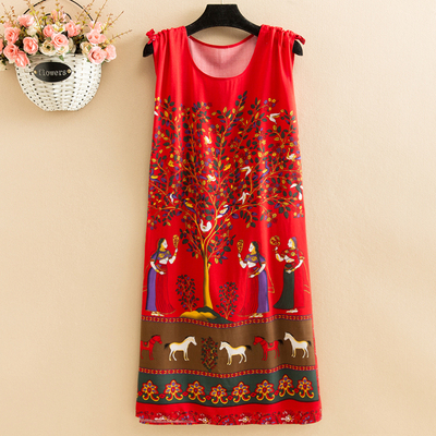 25Fat mm Big size pajamas female summer Nightdress poplin  Medium and long term easy Thin middle age female robe camisole Over the knee vest