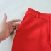 Kích thước lớn của phụ nữ 2018 mùa xuân và mùa hè mới lớn màu đỏ Mỏng một nút phù hợp với + loa quần phù hợp với vest đen nữ Business Suit