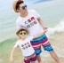 Cha mẹ và con mặc mùa hè 2018 triều mới mẹ và con trai thời trang gia đình ba mùa hè trang trí nội thất bãi biển cha mẹ và con T-Shirt