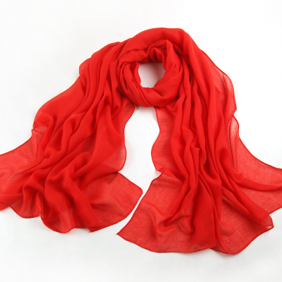 上海故事女夏季薄棉麻围巾长款粉色亚麻文艺丝巾百搭超大防晒披肩