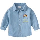 Осенняя рубашка для мальчиков, детский лонгслив для отдыха, в западном стиле