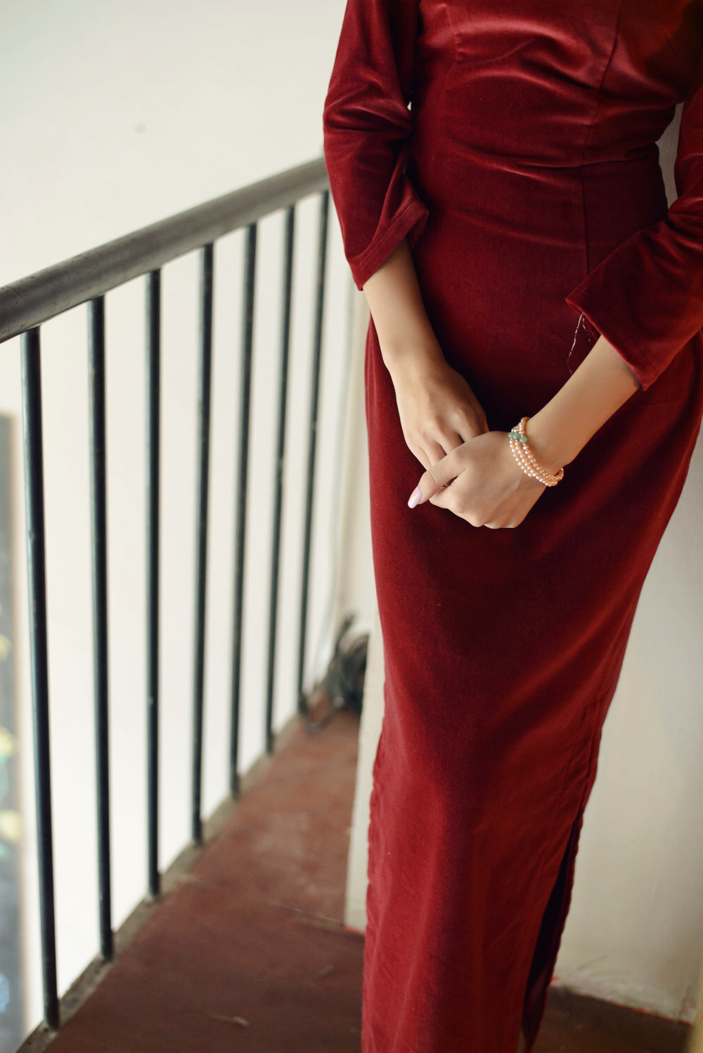 Long retro cotton velvet colored cheongsam, long sleeve, increased thickness Long retro cotton velvet colored cheongsam, long sleeve, increased thickness