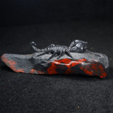 Ювелирный камень 鸡血玉原石雕刻摆件 蝎子 手工雕刻巧色 手把件孤品