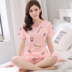 Mùa hè đồ ngủ nữ mùa xuân và mùa thu ngắn tay cắt quần phù hợp với phiên bản Hàn Quốc có thể được đeo bên ngoài bông nhà dịch vụ hai mảnh Bộ Pajama