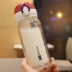 Kính hai lớp Hàn Quốc sáng tạo nắp cốc uống thẳng cốc đơn giản và tươi cốc tay ấm hơn cặp kính thủy tinh chống rò rỉ - Tách