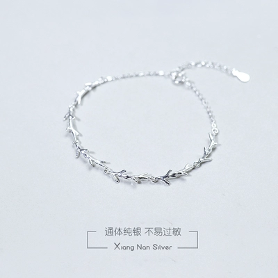 [Hẻm Nam] Vòng tay rừng ánh trăng bạc 925 Sterling Đơn giản cho sinh viên cá tính Quà tặng bạn gái Nhật Bản và quà tặng Sen Hàn Quốc - Vòng đeo tay Clasp Vòng đeo tay Clasp