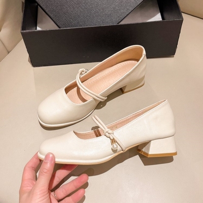 taobao agent Fairy shoes Gentle and light, small square head shoes, women's thick heels, night wind, Mary Zhen shoes with skirt ladies lady bridesmaid shoes