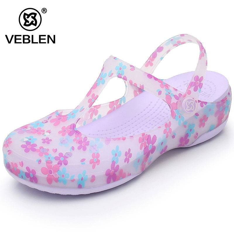 đáy dép thạch Veblen Crocs dép nữ mùa hè sinh viên Hàn Quốc nặng có đáy giày chống trượt mềm dép Waichuan 