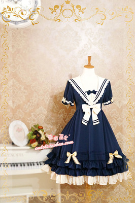taobao agent 【Fairydream reservation】National Brand Lolita Strawberry Witch Rhine River Version Navy Wind OP
