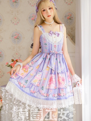 taobao agent [Dream and Treasure Appointment] National brand Lolita Strawberry Witch Lother Blueberry Pista Small High waist JSK