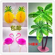 Mới 3D giấy flamingo dứa trang trí bánh sinh nhật cắm cờ trang trí phim hoạt hình mạng lưới nướng đỏ trang trí - Trang trí nội thất