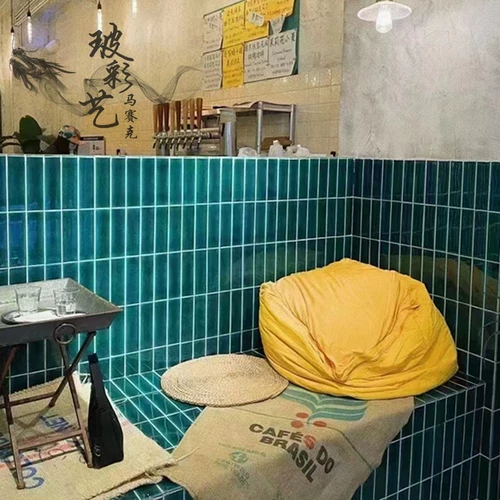 Бассейн Длинный ледяной трещины мозаичная кухня кухонная балкон балкон кирпич 45x195 темно -зеленый фон ресторана