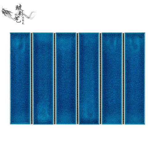 Бассейн Длинный ледяной трещины мозаичная кухня кухонная балкон балкон кирпич 45x195 темно -зеленый фон ресторана