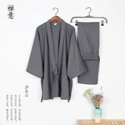 Đầu mùa thu kimono Nhật Bản cotton nam gạc hai lớp đồ ngủ lỏng đặt tại nhà rất phẳng