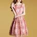 Kairuida 2018 mùa hè mới thời trang khí vòng cổ màu hồng Một từ váy Slim ngắn tay áo thêu váy nữ váy đầm