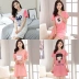 Mùa hè nightdress phụ nữ lỏng lẻo của bông ngắn tay váy của phụ nữ đồ ngủ dễ thương ladies home mặc XL váy Đêm đầm