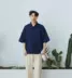 Pure Brand Hai Lusen Concept Áo sơ mi màu rắn oversize Loose Five-tay áo sơ mi ngắn tay - Áo