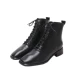 Martin boot nữ 2018 mới mùa thu đông cộng với đôi boot nhung dày với phần đầu vuông với đôi bốt cao bằng phẳng màu đen - Giày ống boot đùi Giày ống