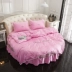 Châu âu lụa giường tròn giường váy bốn bộ giường tròn bìa mảnh duy nhất cotton công chúa phong cách cotton ren khăn trải giường tùy chỉnh