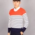 Xu hướng nam mùa thu và áo len sọc nam áo len cổ áo thanh niên bảo hiểm rủi ro Hàn Quốc áo len mỏng hai mảnh - Áo len Áo len
