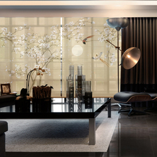 Шторы рулонные 中式卷帘拉帘窗帘遮光布窗帘帘子隔断屏风餐厅挂帘免打孔布帘门帘