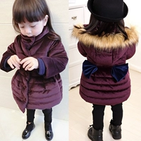 Демисезонная детская длинная куртка с бантиком, 2020, в корейском стиле, увеличенная толщина, средней длины