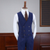 IsirHonour ban đầu của Anh mỏng phần kẻ sọc màu xanh đôi vest ngực châu Âu và Mỹ retro Slim vest nam thủy triều - Dệt kim Vest khoác len mỏng Dệt kim Vest