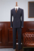 IsirHonour Anh retro sọc xanh hải quân sọc dọc Bộ đồ đôi ngực 戗 cổ áo phù hợp với nam - Suit phù hợp vest nam Suit phù hợp