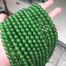 DIY аксессуары 加色俄罗斯碧玉青绿色圆珠散珠天然石优化珠子 diy饰品手链项链