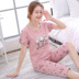 Bộ đồ ngủ nữ 5XL cotton mùa hè tay ngắn cắt quần set 200 kg mỏng nữ sinh viên XL phục vụ tại nhà - Giải trí mặc / Mum mặc bộ đồ mặc cho con bú Giải trí mặc / Mum mặc