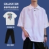 Quần áo thun ngắn tay năm điểm hè 2019 cho nam cộng với quần lửng size rộng đôi nam rộng phiên bản Hàn Quốc của xu hướng quần áo - Áo phông ngắn Áo phông ngắn