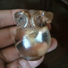 Украшения на руку 古玩古董玉雕玉器收藏 包邮辽金水牛头镶铜水晶雕件瓶保老真