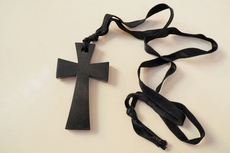 Орнамент vtg 19c古董硬质橡胶马耳他十字架吊坠项链