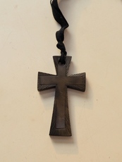 Орнамент vtg 19c古董硬质橡胶马耳他十字架吊坠项链