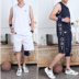 Bông không tay thể thao phù hợp với nam chạy thể dục vest shorts casual loose mùa hè quần áo thể thao mỏng bộ đồ the thao nữ trung niên Thể thao sau