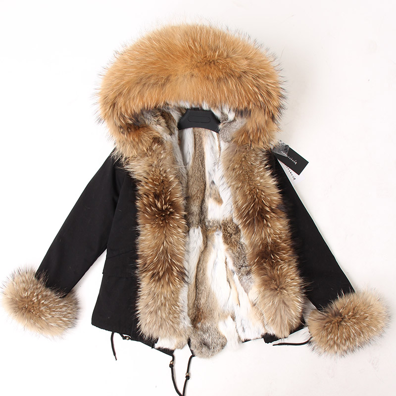 coat with fur hood and cuffs