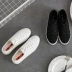 Giày mùa hè màu trắng nữ đế bằng phẳng nghệ thuật hoang dã Giày thông thường Phiên bản Hàn Quốc của những sinh viên thoáng khí thấp để giúp đôi giày vải - Plimsolls