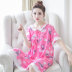 Cotton lụa nightdress nữ mùa hè phần mỏng Hàn Quốc ngắn tay cotton lụa nhỏ màu xanh lá cây hoa đồ ngủ cotton lụa nightdress nhà dịch vụ ăn mặc Đêm đầm