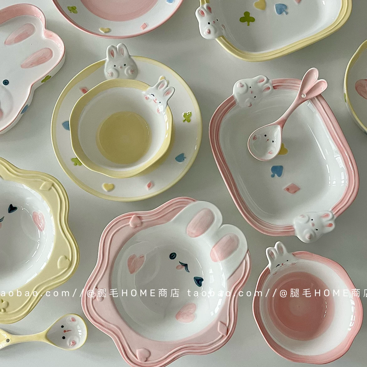 Cute cartoon ceramic tableware, children's set, hand painting