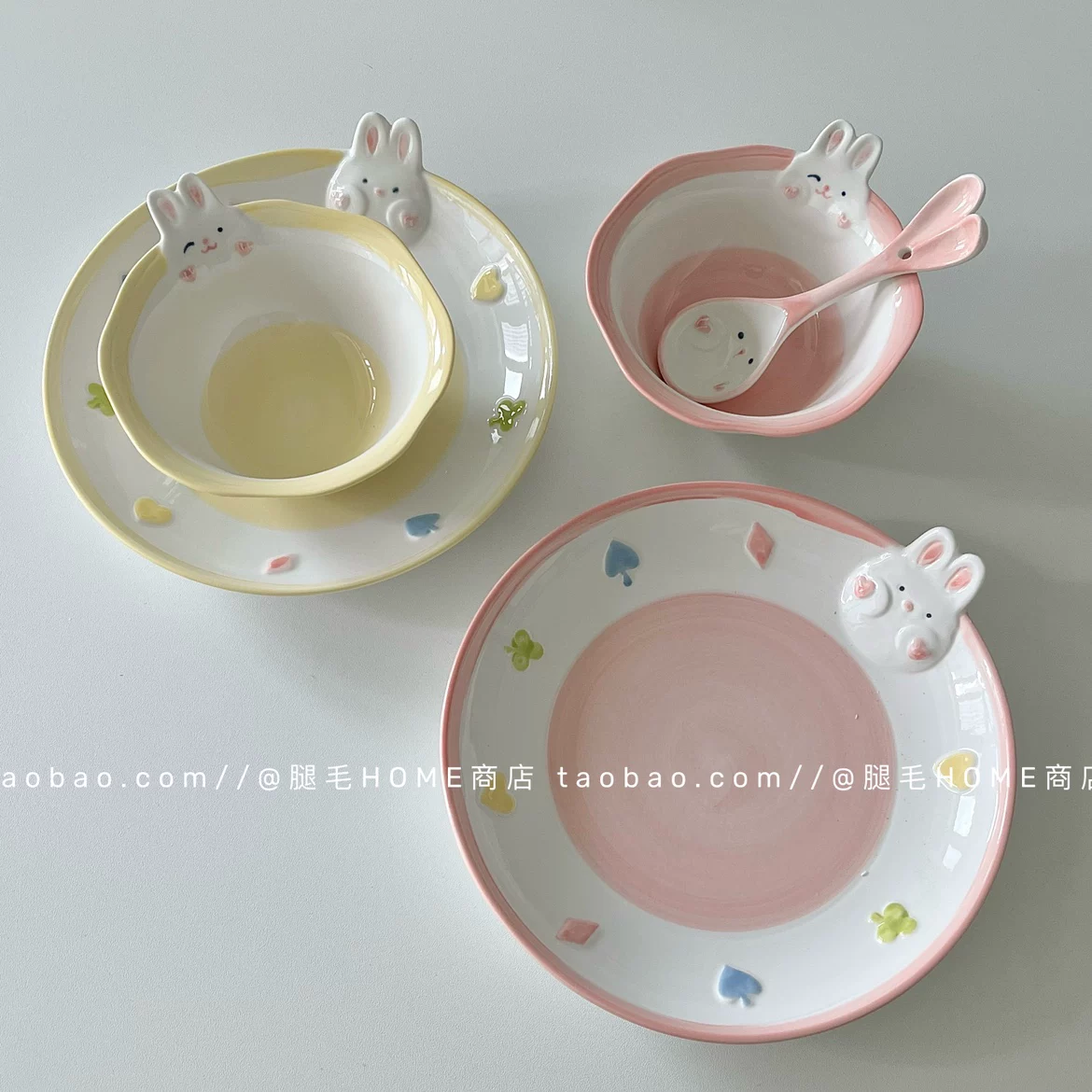 Cute cartoon ceramic tableware, children's set, hand painting