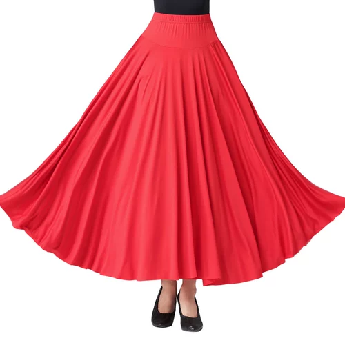 Danbao Luo Plaza Юбка Bing шелк Юбка дружбы белая средняя и пожилая танцевальная юбка 720 градусов Современная танцевальная длинная юбка