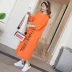 Phụ nữ mùa hè 2021 phiên bản Hàn Quốc của chữ cái váy ngủ dài rộng rãi cỡ lớn nữ trên đầu gối váy dài tay ngắn màu cam - Váy dài