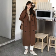 Áo len nữ phiên bản Hàn Quốc 2018 mùa đông mới phong cách dài đôi ngực rộng áo len mỏng kích thước lớn