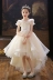 Váy bé gái dự tiệc sinh nhật cho bé Đầm gạc trắng tổ chức biểu diễn múa piano công chúa phồng váy dài 