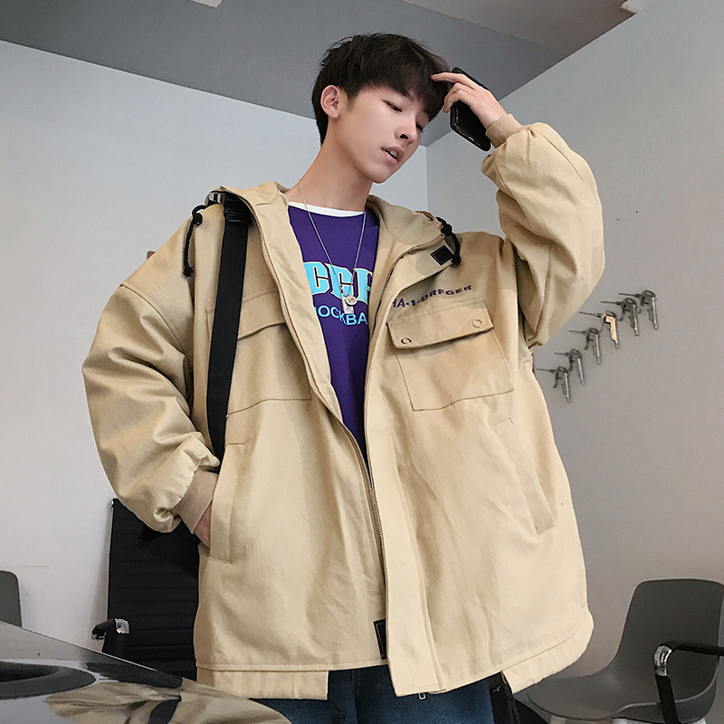 Spring and autumn hooded jacket men's fashion hip hop
