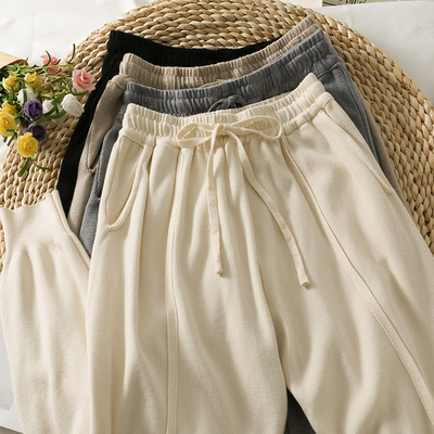 taobao agent Fitted trousers with bow, 2021 collection, autumn, elastic waist, oversize, high waist