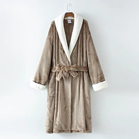 Длинная фланелевая пижама для влюбленных, банный халат, увеличенная толщина, европейский стиль