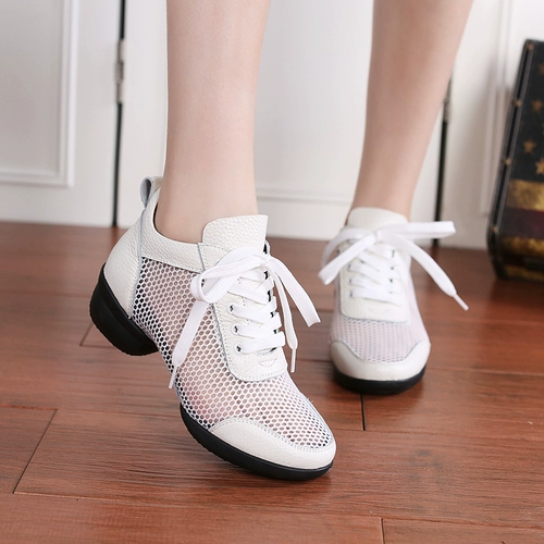 Летние белые туфли, танцующая обувь, из натуральной кожи, мягкая подошва