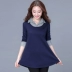 Mẹ tải chất béo mm bao phủ quần áo bụng mùa thu ve áo mới trong phần dài Hàn Quốc phiên bản của bông lỏng dài tay t-shirt phụ nữ
