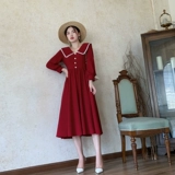Красное осеннее платье с рукавами, шифоновая приталенная длинная юбка, корсет, длинный рукав, коллекция 2023, яркий броский стиль